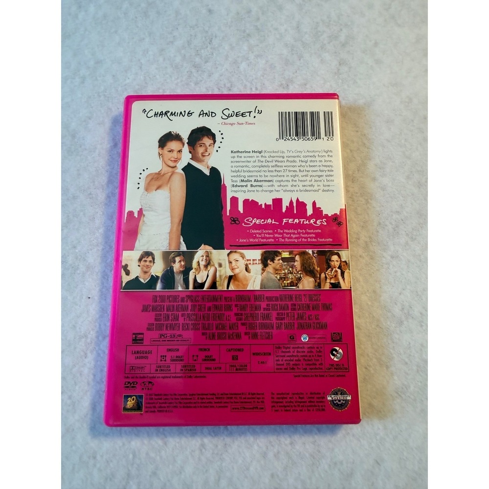 27 Dresses DVD Widescreen Edition Katherine Heigl Romantic Comedy Pink Case - Picture 2 of 2